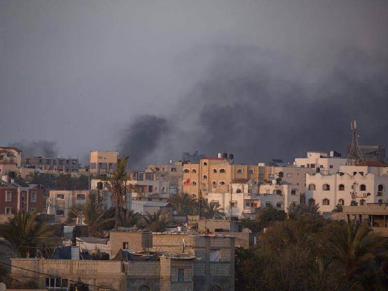 Eight Palestinians were killed in an Israeli air strike on a training college near Gaza City. (EPA PHOTO)